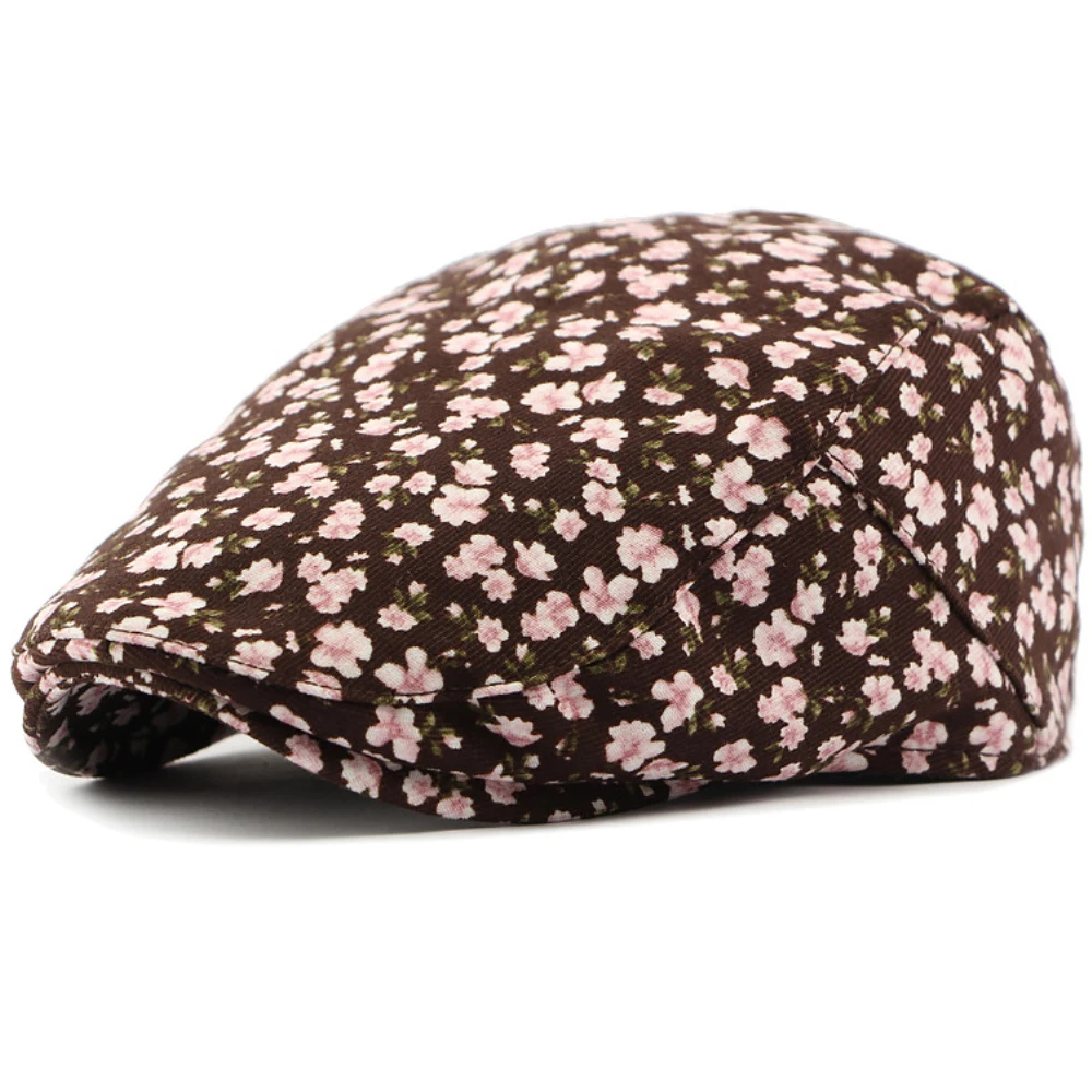 

MZ4405 Береты для мужчин и женщин, винтажный берет художника-художника, регулируемая плоская кепка из плюща, мужской женский берет с цветочным принтом, кепка