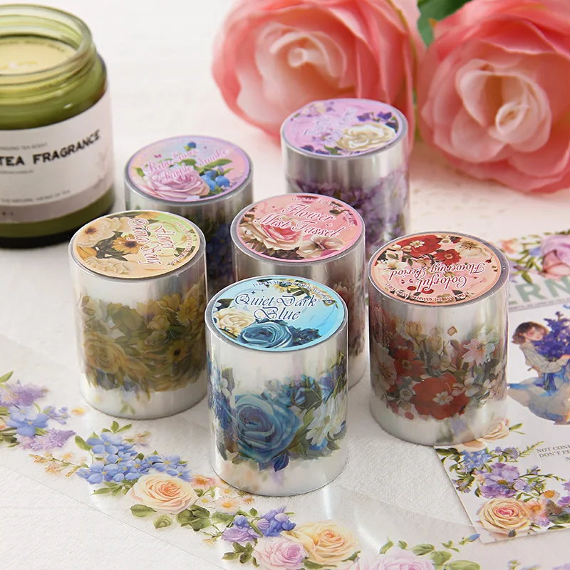 50mm*2m Lace Flower Landscaping Material Decor PET Tape roll Creative Journal Collage Scrapbooking Stationery School Supplies