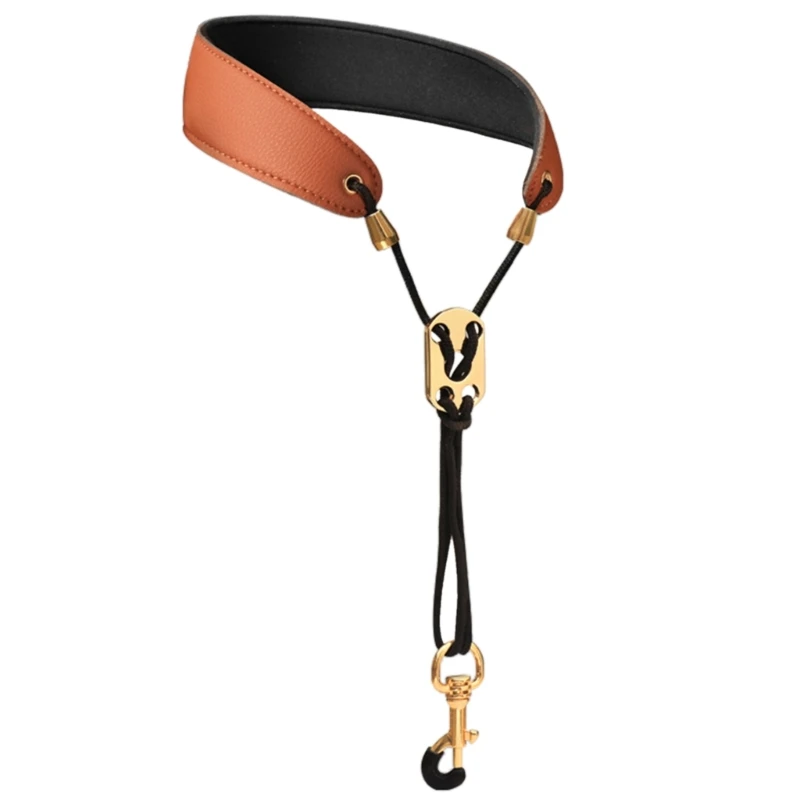 Leather Saxophone Neck Strap Adjustable Soft Shoulder Harness Padded Professional Sax Shoulder Harness No Stress on Neck