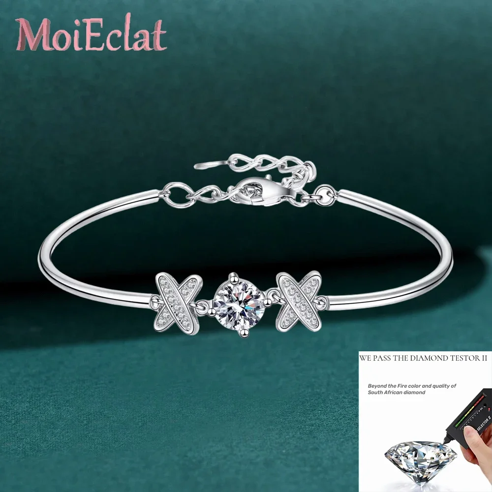 

Dazzling1 Carat Moissanite Bowknot Bracelet, Platinum PT950 Brilliant Exquisite Bangle Female Luxury Jewelry Wedding Fine Gift