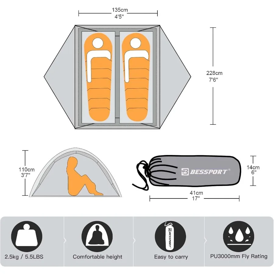 Tente de Camping pour 23 personnes, légère, imperméable, coupe-vent, deux portes, installation facile, Double couche, pour l'extérieur