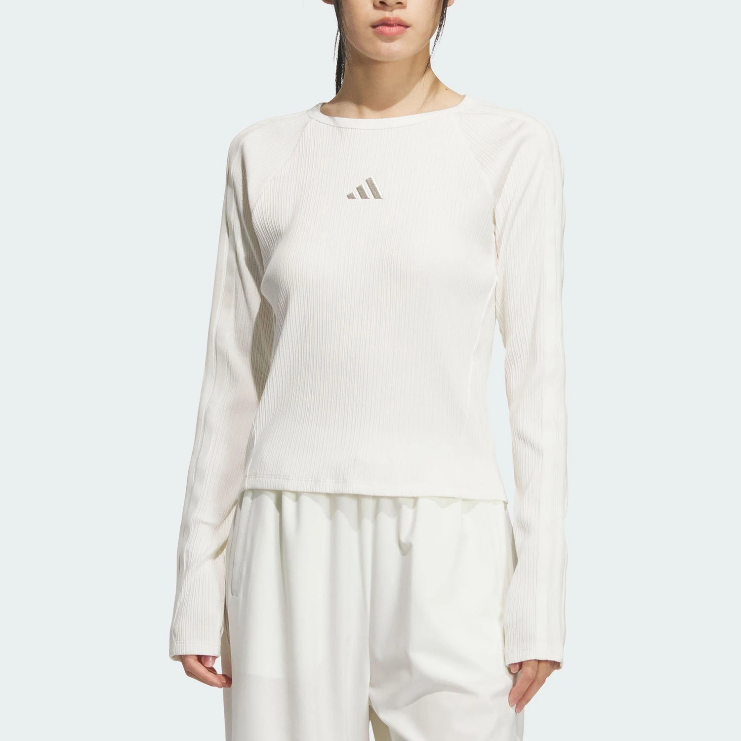 

Оригинальная женская спортивная повседневная футболка Adidas 2025 с длинным рукавом, облегающего кроя, модель KB7754