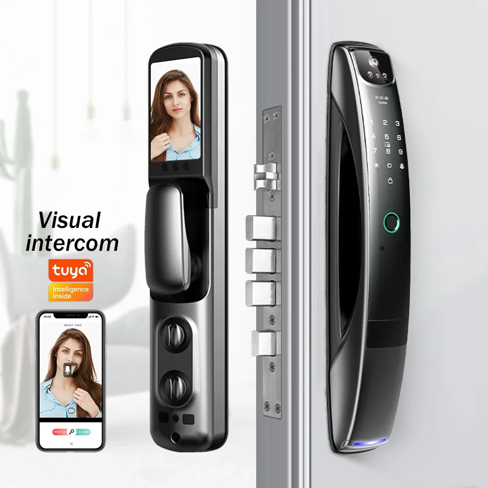 Eseye OEM/ODM riconoscimento facciale Wifi Code Security Fingerprint Tuya Camera Smart Door Lock per la casa