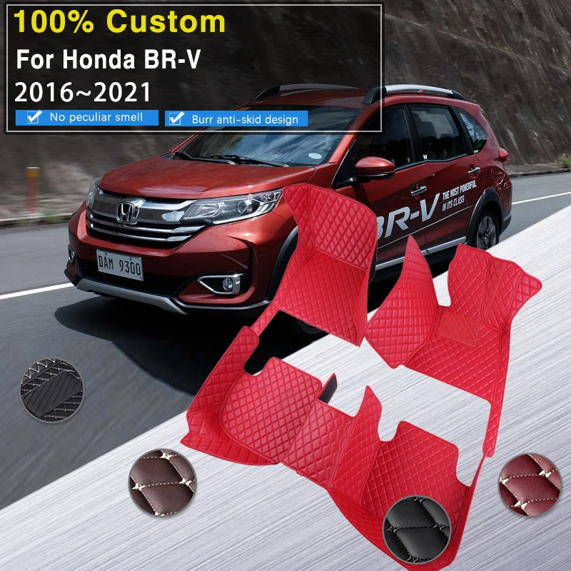 

Luxury Car Floor Mats For Honda BR-V BRV DG1 DG2 2016~2021 Auto Foot Pads Leather Floor Mat Carpet Rugs Car Accessories Interior