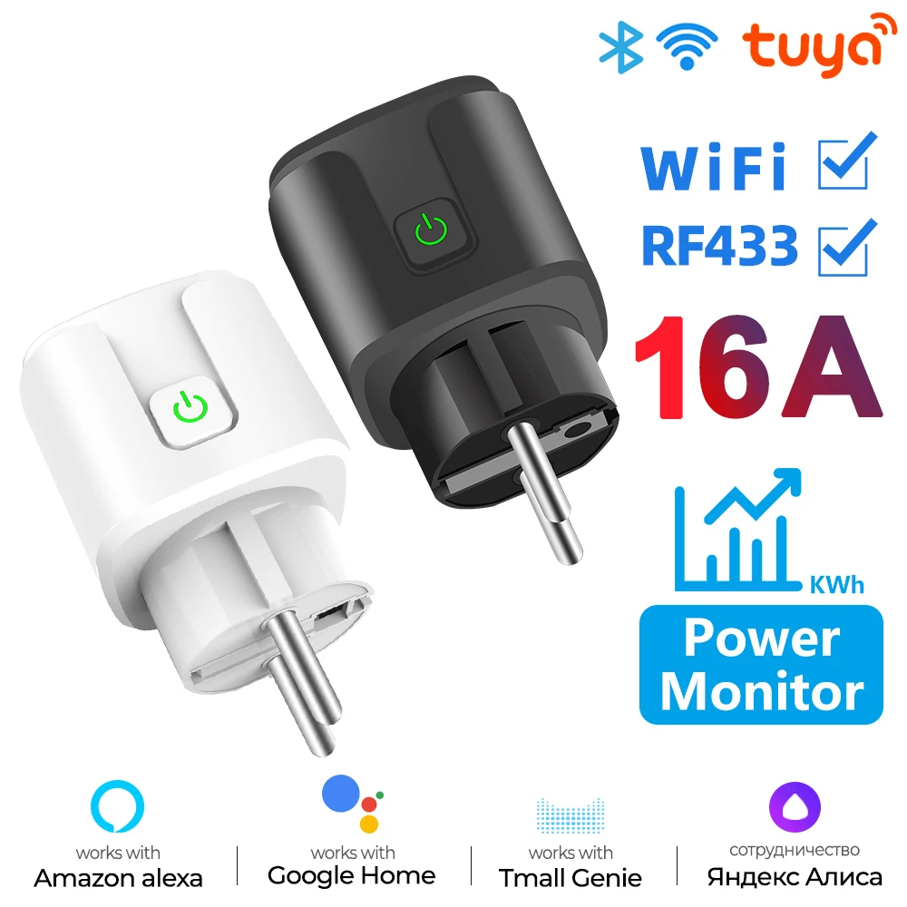 Smart Socket EU 16A/20A AC100-240V Wifi Smart Plug Power Outlet, Alexa Google Home Voice Control, For Tuya Smart Life APP