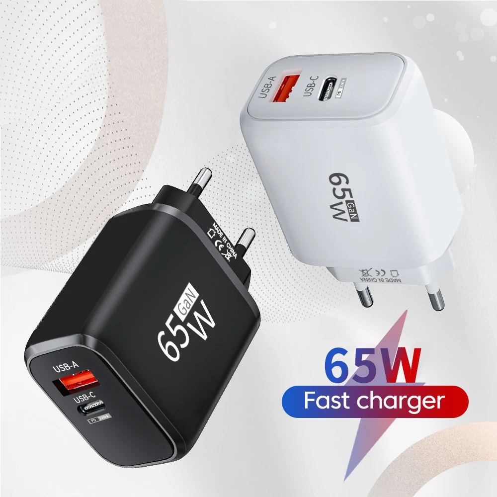 USB Charger 65W GaN Type C Fast Charging PD Power Adapter Quick Charger 3.0 For iPhone 15 Xiaomi POCO Samsung Oneplus
