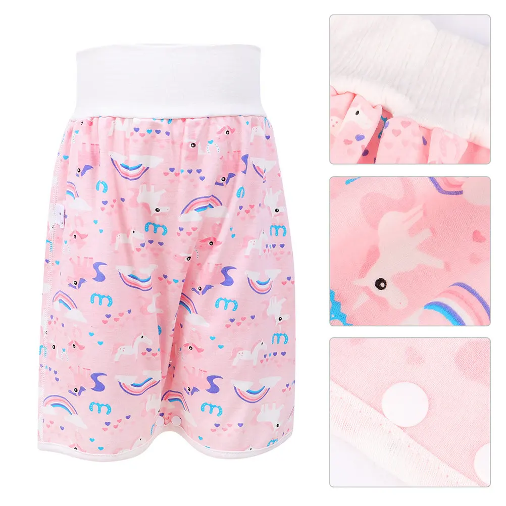 1 unidad: pantalón impermeable para bebé, falda de entrenamiento para niños, pantalones de cintura alta, a prueba de fugas, pañal de algodón suave.