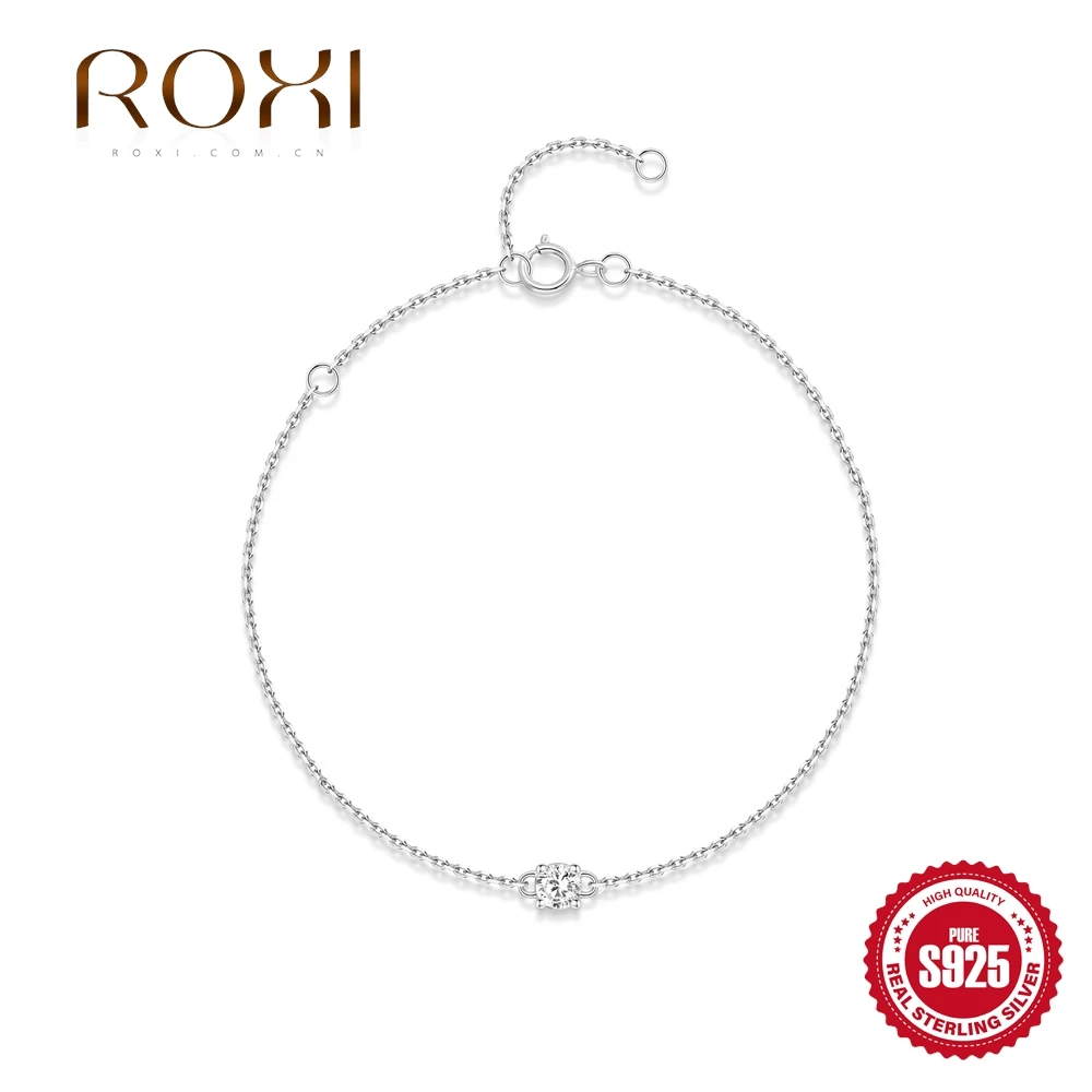 روكسي كلاسيكي واحد مستدير مويسانيتي 925 فضة سوار للنساء ملابس يومية فاخرة هدايا التخرج لها