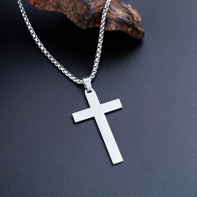 Punk Stainless Steel Fried Dough Twists Chain Snake Bone Chain Double Cross Pendant for Men and Women Holiday Party Accessories