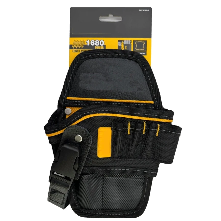 DEWALT-bolsa compacta para taladro, diseñada para sentarse en el cinturón, 6 bolsillos, bolsa para herramientas, accesorios para herramientas,