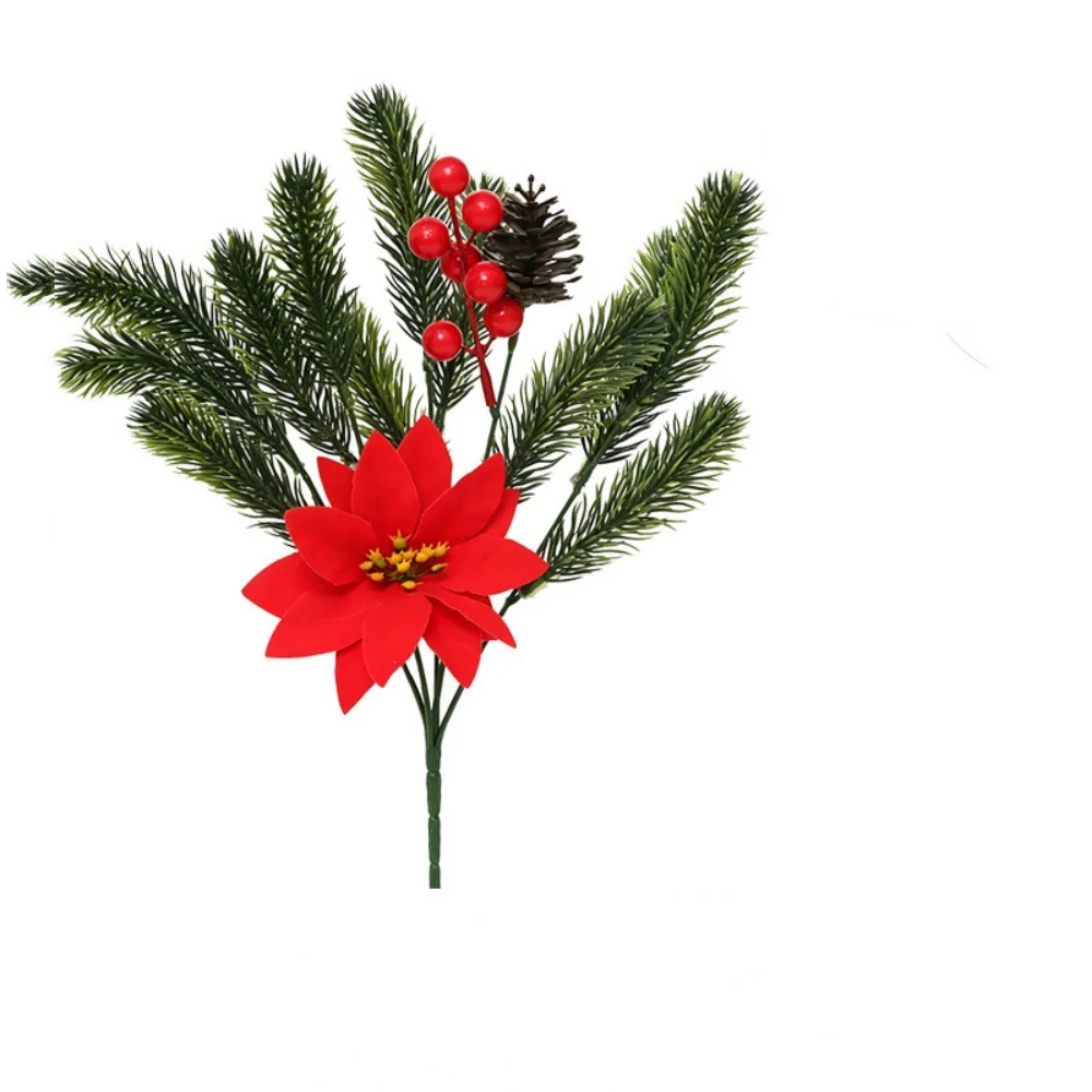 Natural Style Artificial Pinecone and Red Berry Bunch for Festive Home Office Decor Plastic Material 35x20cm Dimensions