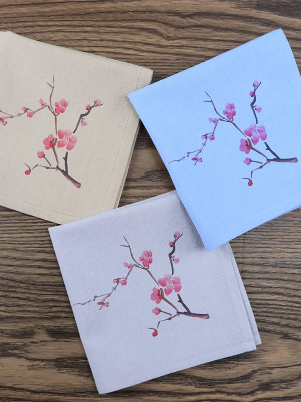 Chinese Style Plum Blossom Pattern Pure Cotton Handkerchief Soft Absorbent Portable Pocket Square Lucky Blessing Gift For Women