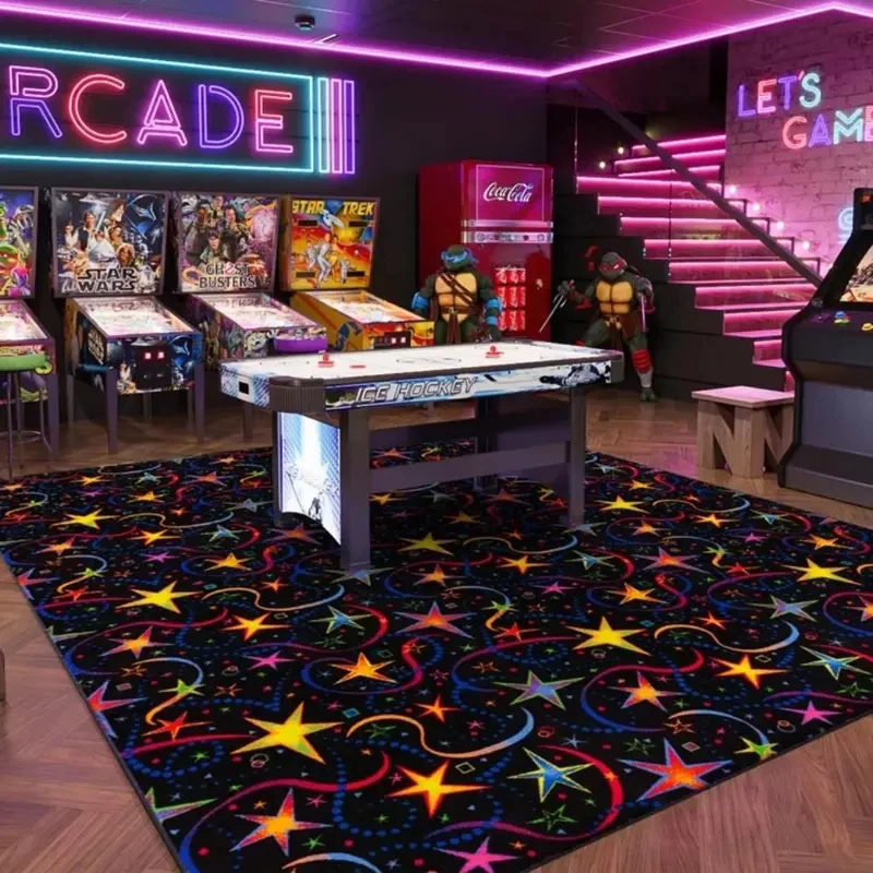 VIKAMA ゲーミングスターエリアラグ ブラック カラフル - Gaming Console Room のレビューと価格