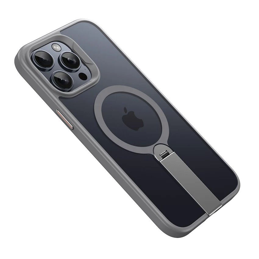 아이폰 16 15 14 13 Pro 12 Max Plus 16Pro용 투명 합금 브래킷 마그네틱 폰 케이스, 무광택 15Promax 하드 커버