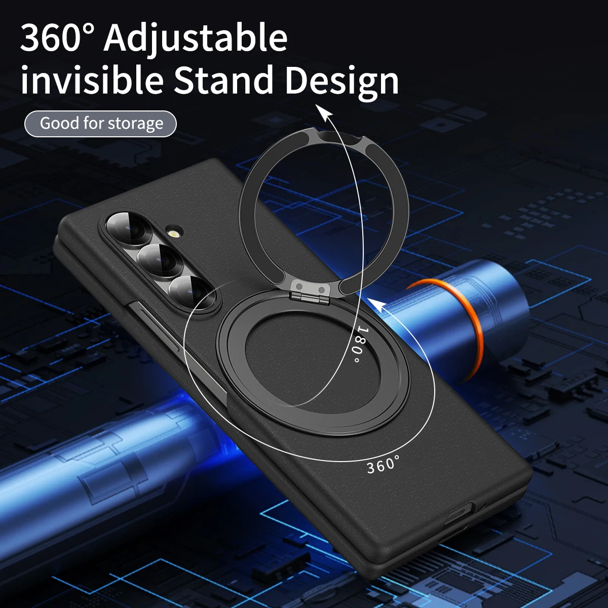 

Suitable for Samsung Z-fold7/fold6/fold5/fold4/fold3 rotating folding stand with tempered film, made of PC material