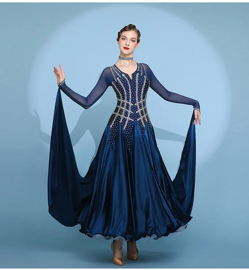 Valzer Ballroom Competition Abiti da ballo Donna 2024 Nuovo design Costume da ballo moderno Abito da ballo standard