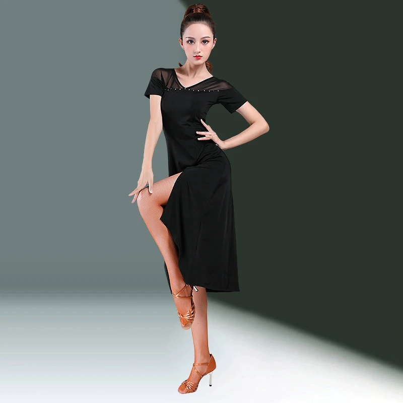 Sexy Line Dance Clothing Women Black Skirts Stage Costume Modern Dance Dress Dancetop Long Dresses Samba Wear Clothes Skirt Use