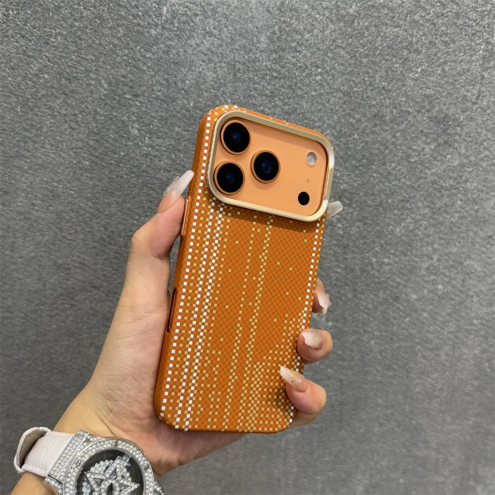 

For iPhone 17 Pro Max Case Orange Gilded Luminous Luxury Shockproof Compatible with iPhone 16 15 14