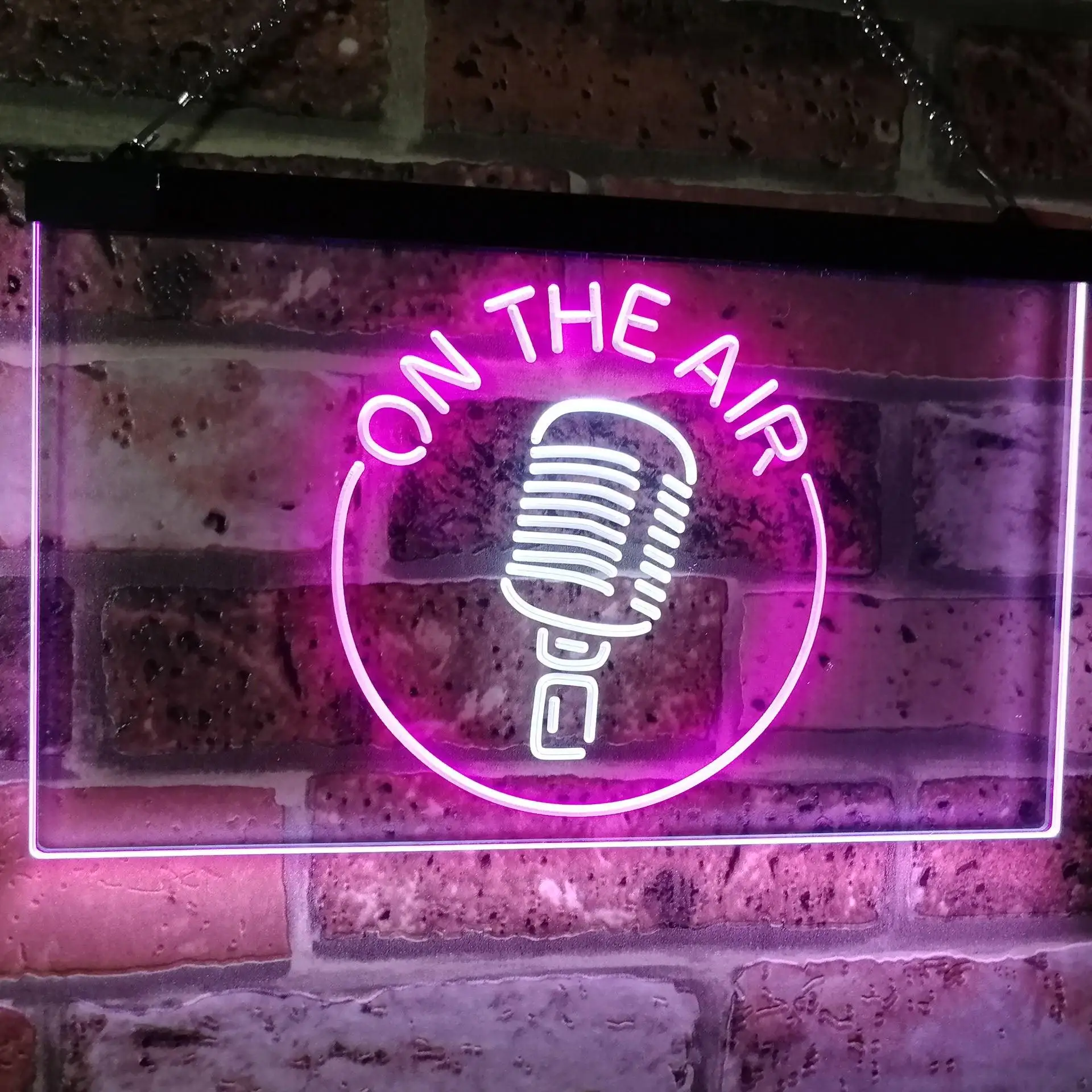 On The Air Microphone Dual Color Led Neon Sign st6-m2028