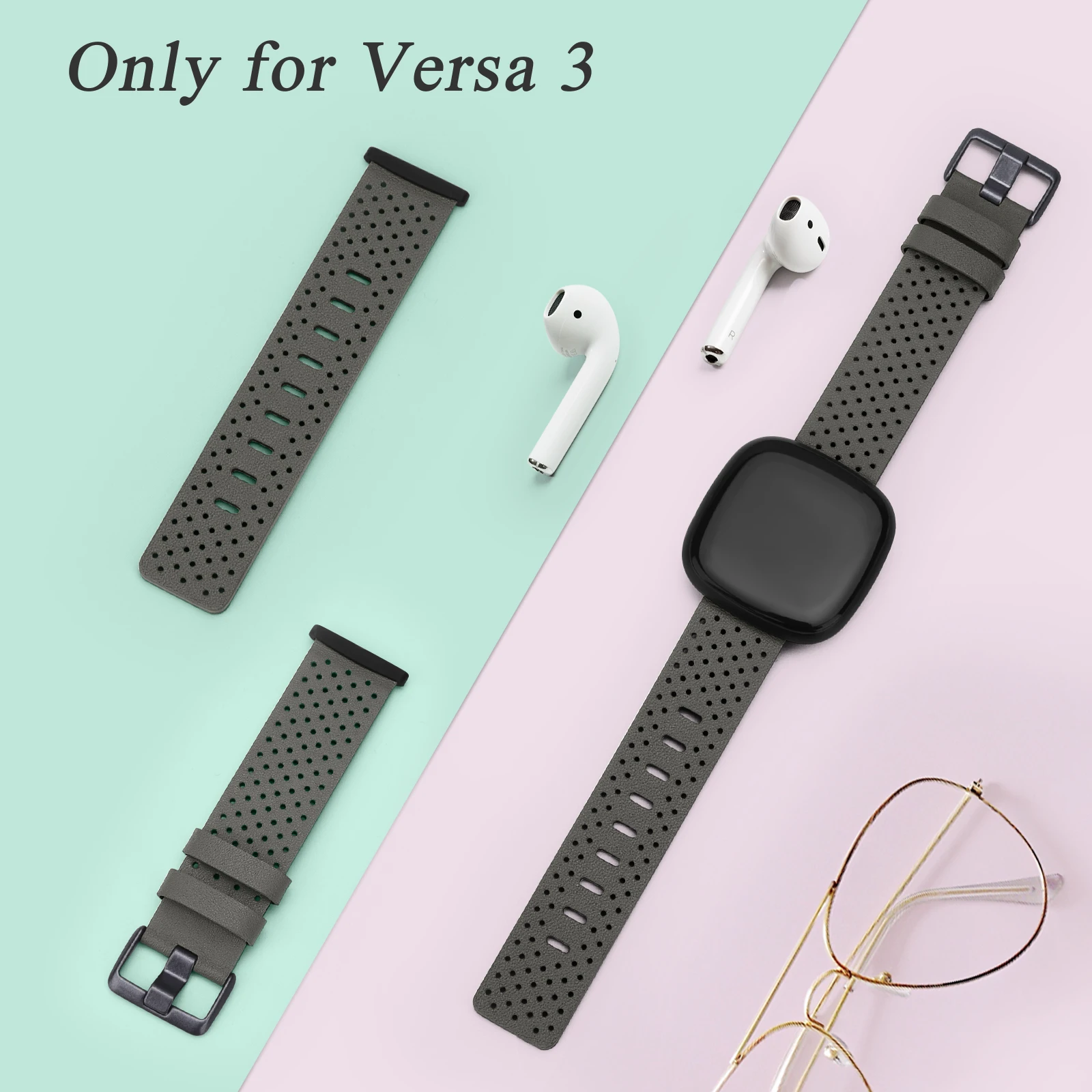 Tali Gelang Kulit Bersirkulasi untuk Fitbit Versa 3 Sense 2 Band Tali Jam Tangan Pintar Kulit untuk Fitbit Versa 4 Tali Pengganti