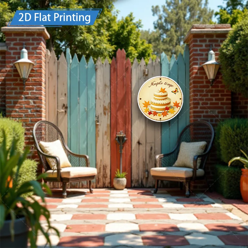 1 targa in metallo da 8x8 pollici "autunno Arce Tinge Cake 2D stampa piatta targa in metallo per la decorazione domestica"