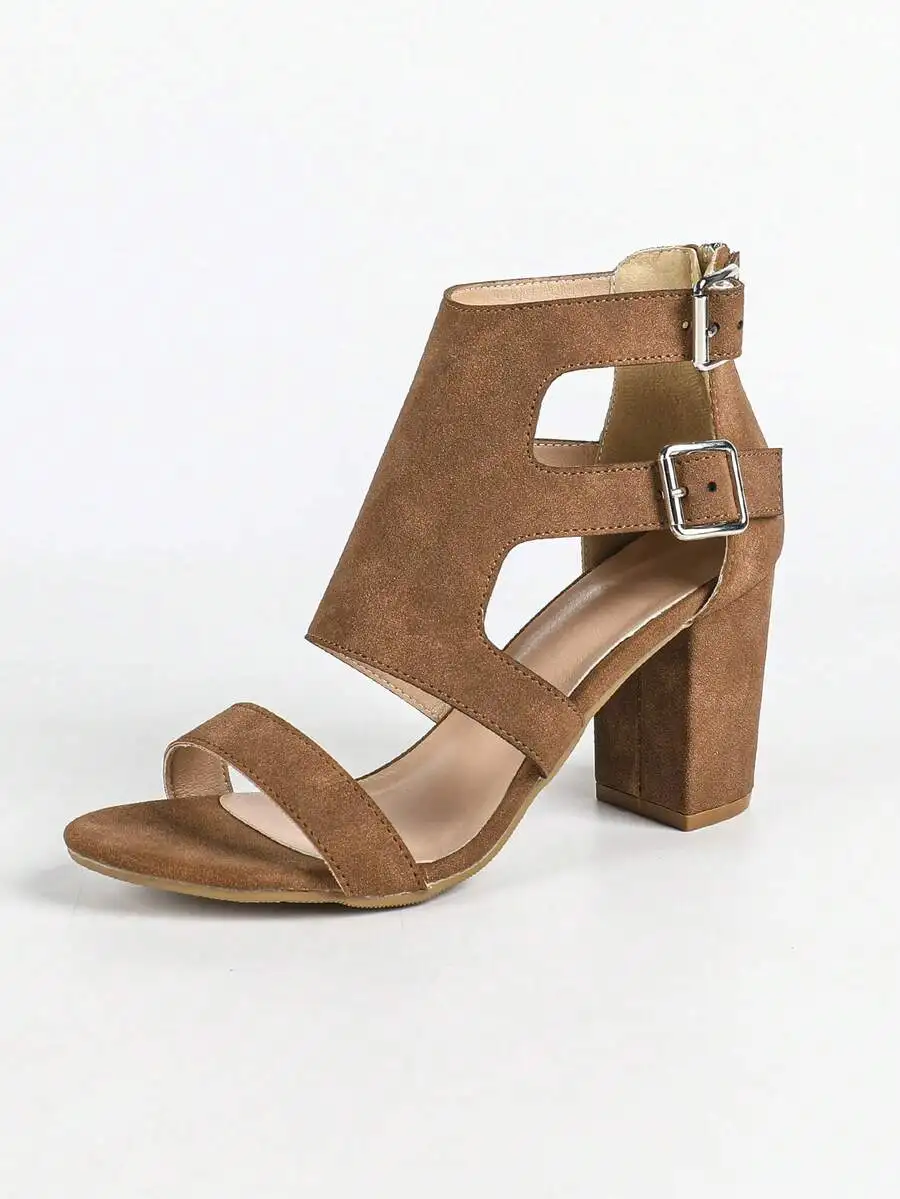 

Womens Chunky Heel Gladiator Sandals Peep Toe Buckle Strap Dress Party Shoes