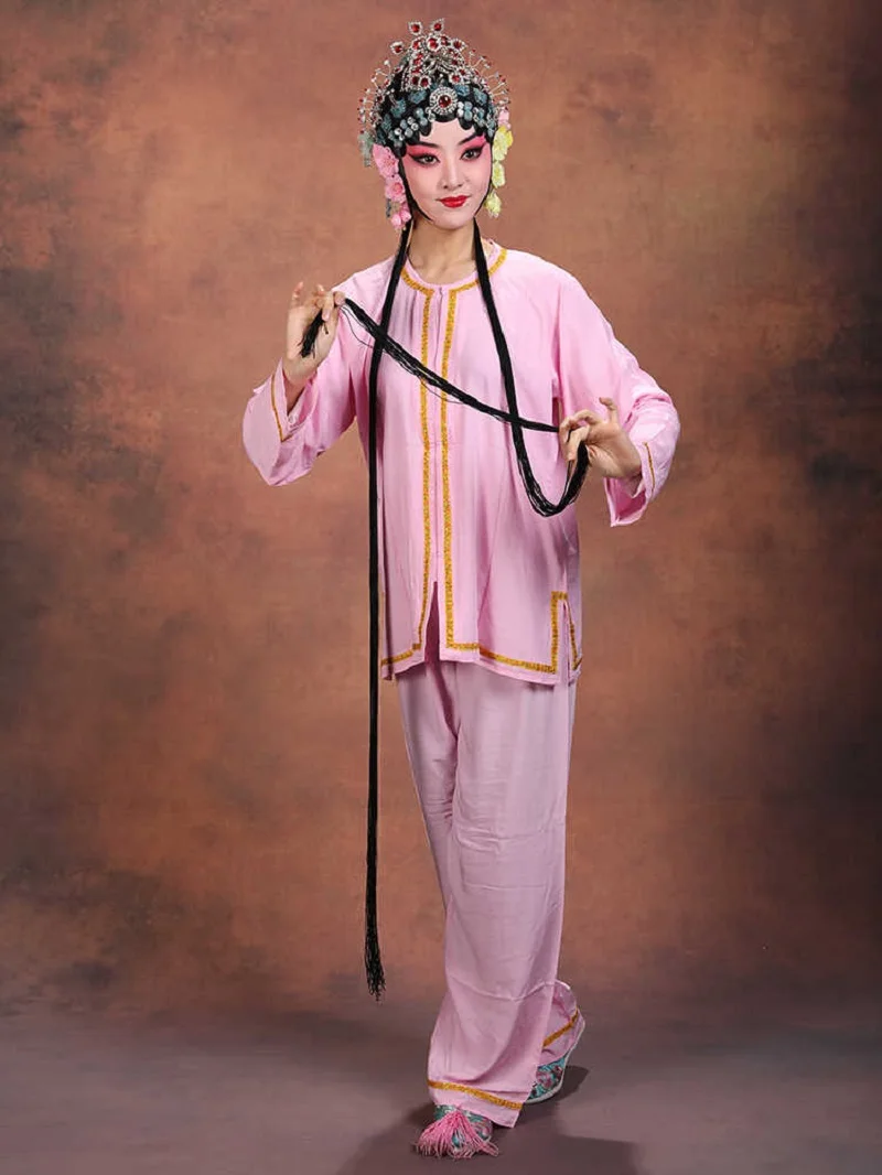 Peking Opera Training Costume Female Flower Actresses Round Slant Neck Undergarments Lining Cotton Tops + Trousers Pajamas CT046