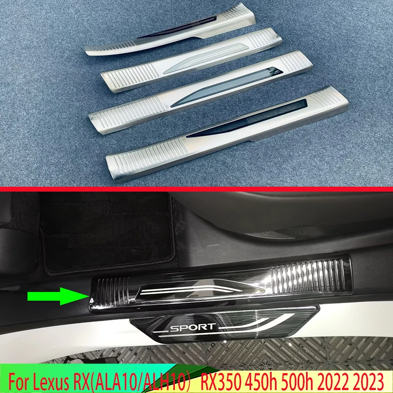 For Lexus RX(ALA10/ALH10）RX350 450h 500h 2022 2023 Stainless Steel Inner Inside Door Sill Panel Scuff Plate Kick Step Trim Cover