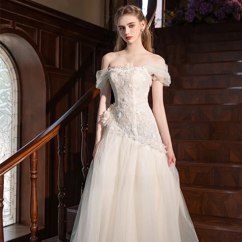 

Легкий свадебный платье Ele, роскошная вышивка, кружевной дизайн с хвостом для невесты, специальный маленький Ence Sensation