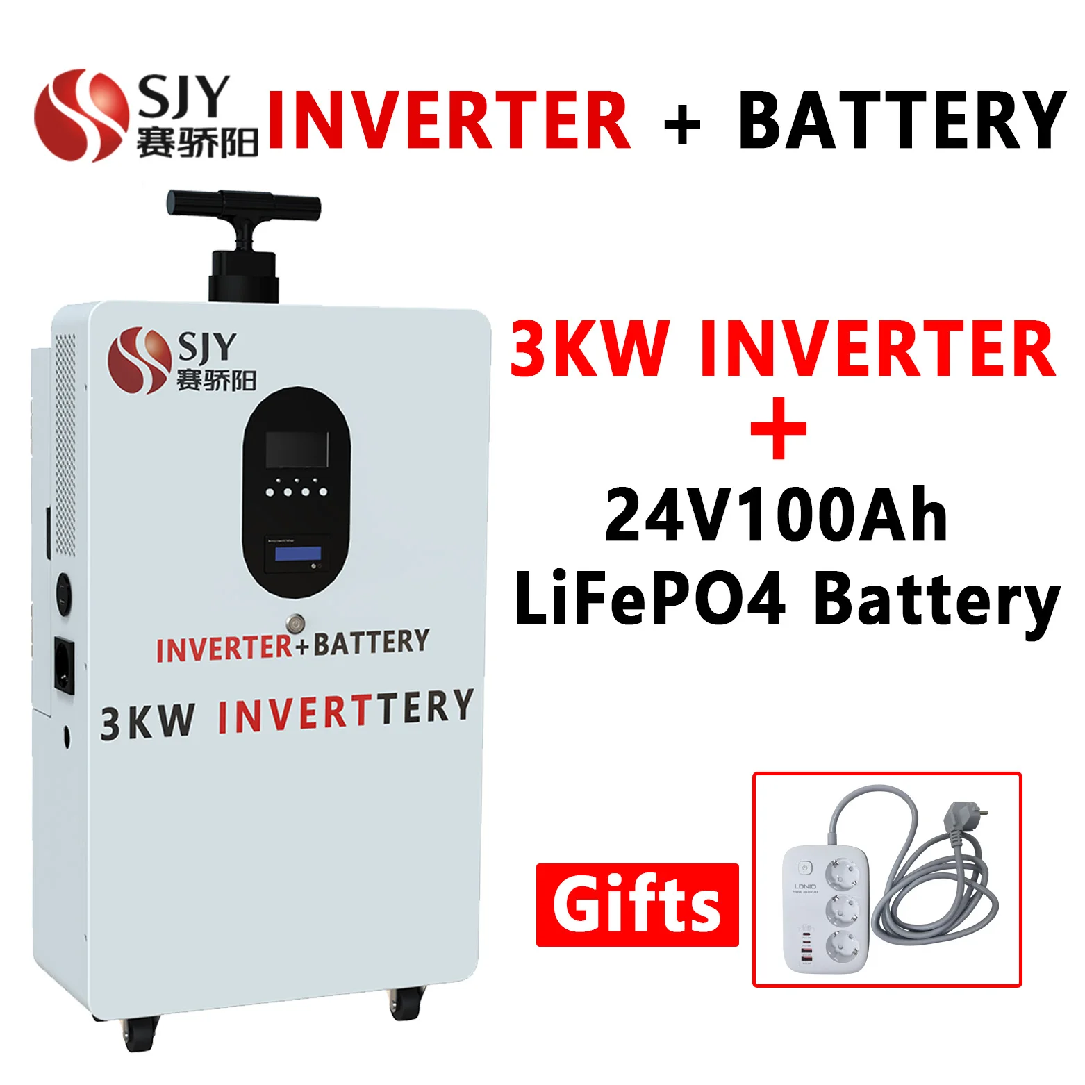 All-in-one LiFePO4 battery solar inverter, 24V100Ah 3KW. It is suitable for most small and medium-sized electrical appliances.