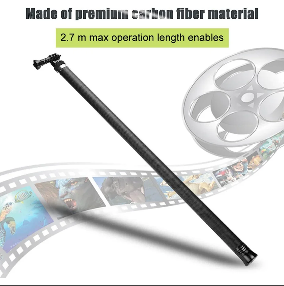 

3m Carbon Firber Selfie Stick for DJI Osmo 360/Insta360 X4 Air/X5/X4/X3/X2 Selfie Stick ONE X Action Camera