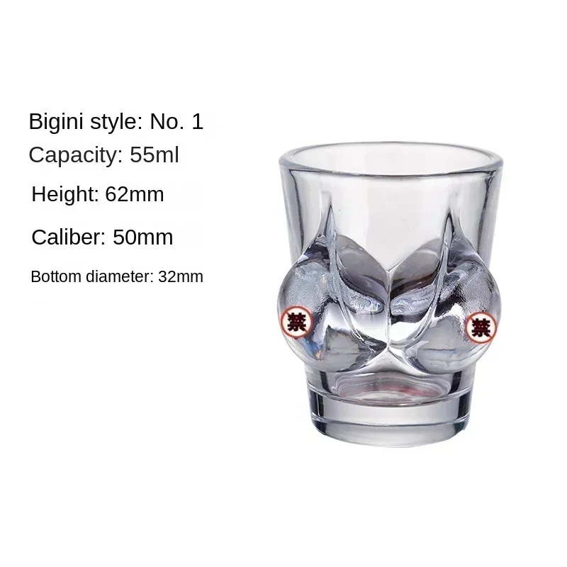 كوب زجاجي بنمط مرسومة يدويًا للنساء، كوب نبيذ صغير، بيكيني بشري متين، زجاج طلقة #6