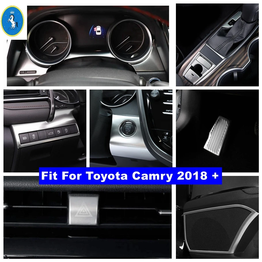 

Dashboard Door Speaker Gear Box Lights Control Panel Cover Trim For Toyota Camry 2018 - 2023 Accessories Interior Refit Silver