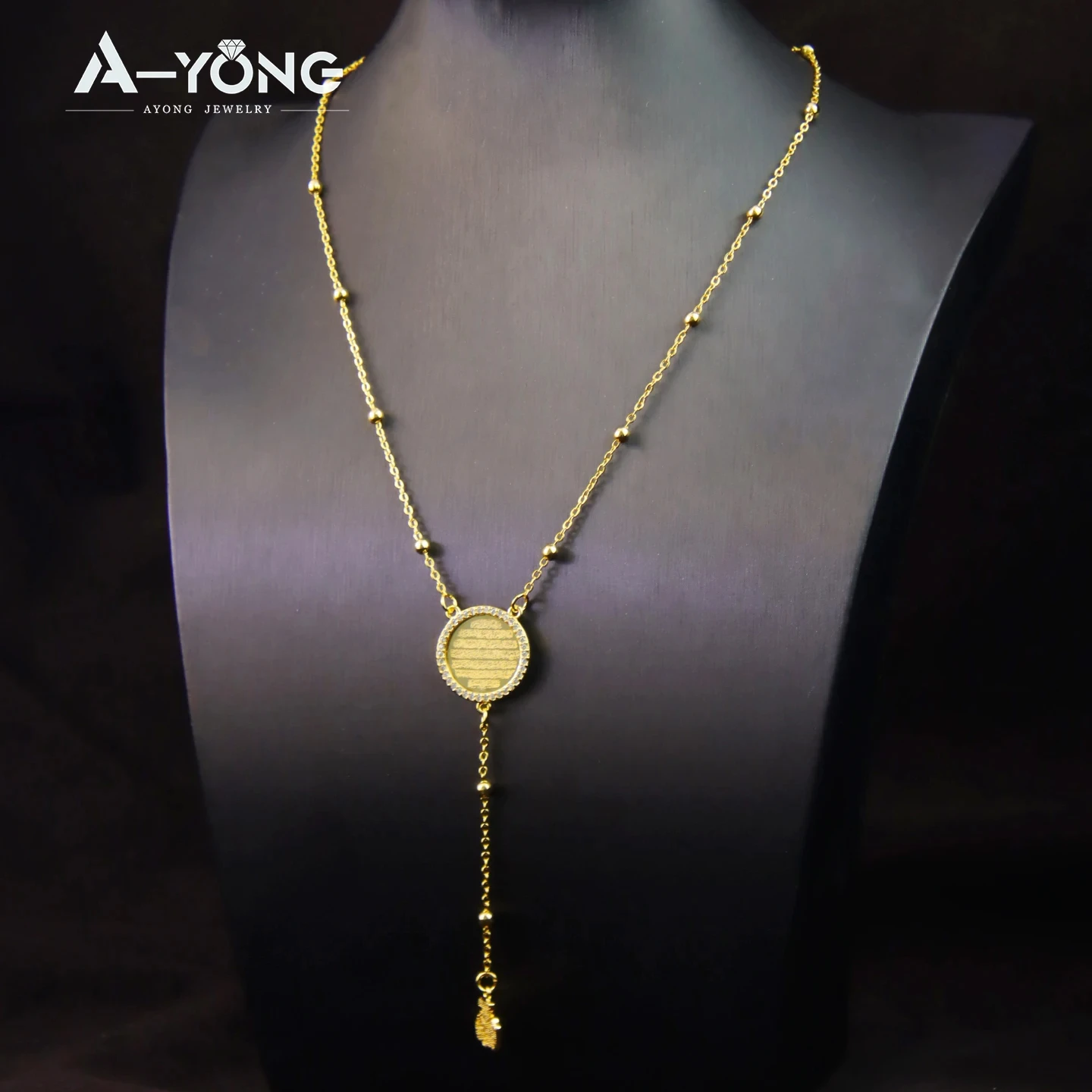 

Saudi Islamic Gold Color Long Necklace 21k Gold Plated Tukrish Zirconia Coins Pendant Chains Dubai Women Fashion Party Jewelry