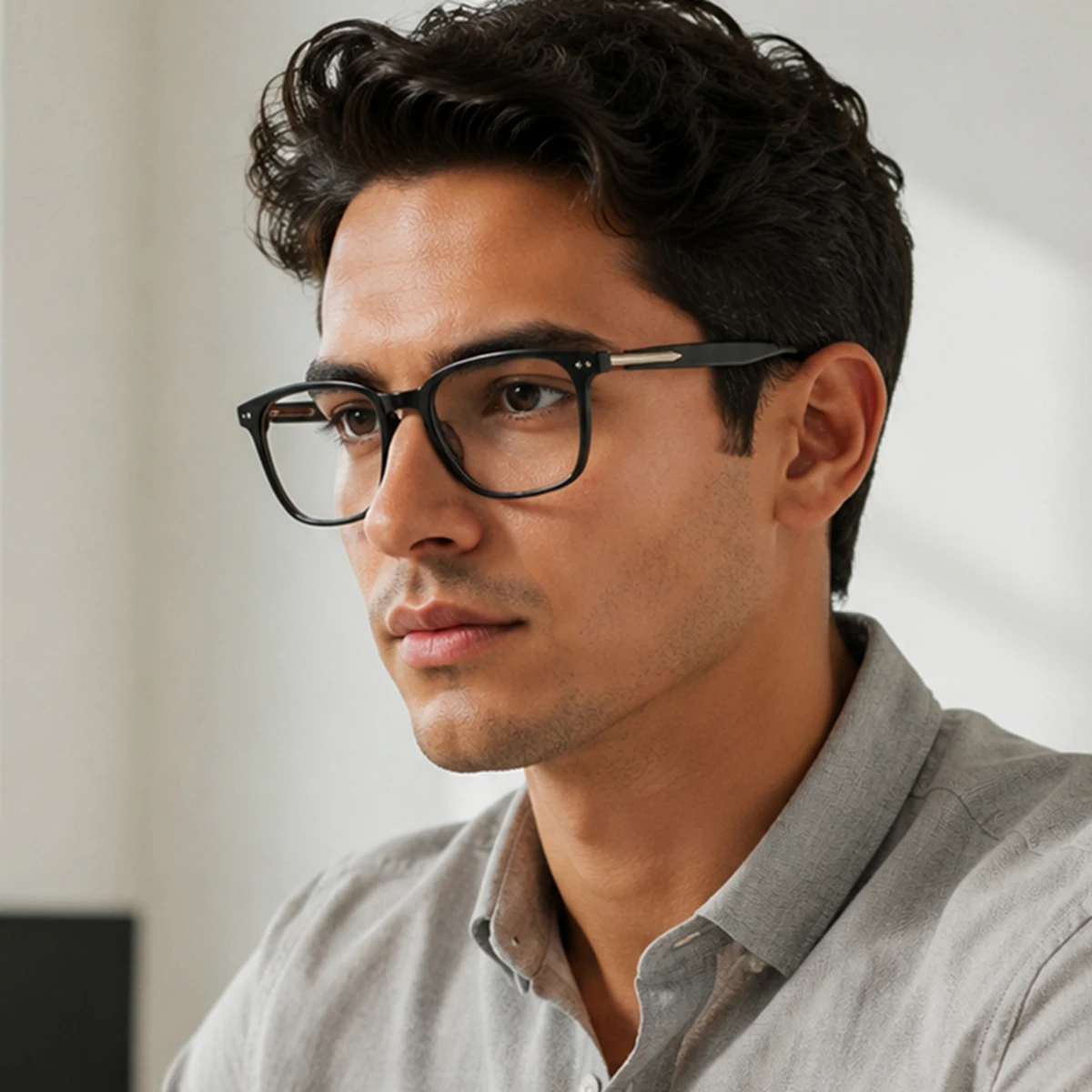 Men'S Fashion Non Prescription Glasses - زوج واحد من النظارات البلاستيكية المربعة