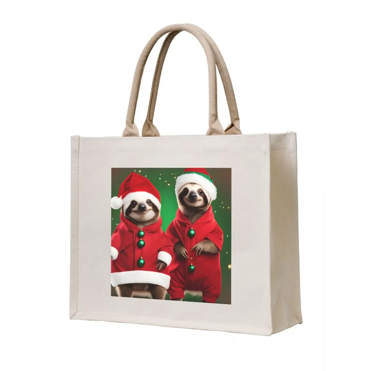 

2 cute sloths in a Christmas costume Tote Bag Candy bags cloth bag woman shopping bags foldable reusable shopping bags