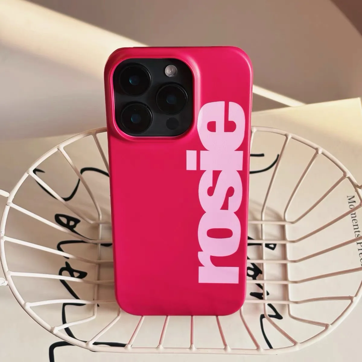 Ins Korean Sweet Pink Letters Case for IPHONE 16 ProMax 15 14 13 12 11 PRO 16 Plus Acrylic TPU Two in One Magnetic Phone Cases - Image 3