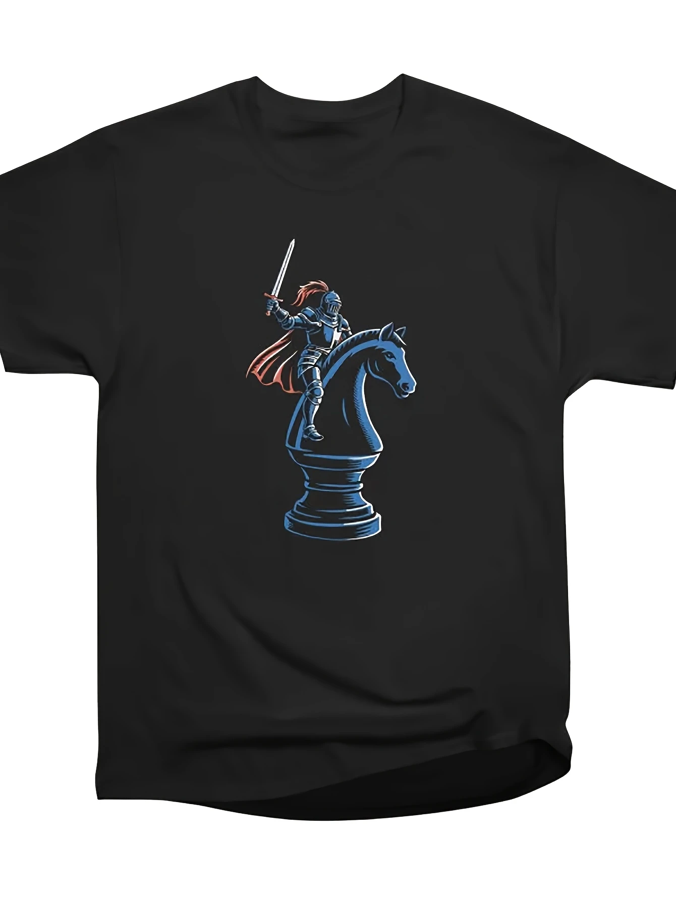 Death Knight Chess Strategy Printed T-shirt Casual Top Unisex Trendy Loose Version Gamer Wear Four Seasons Casual Clothing