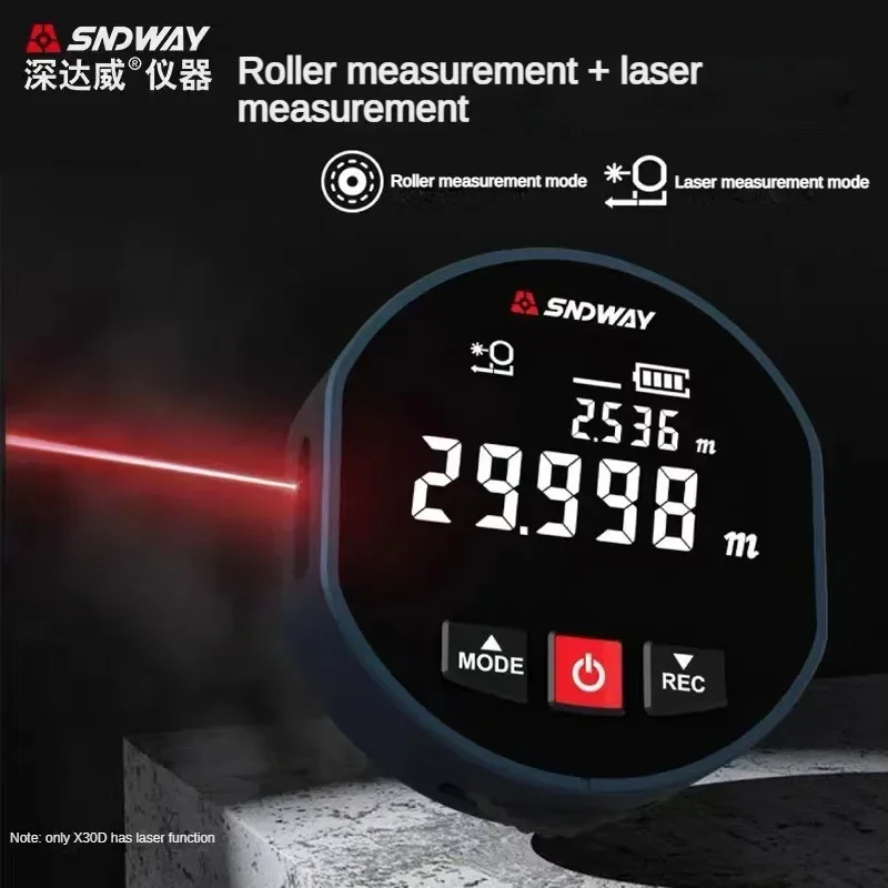 SNDWAY X30A X30D Roller Laser Rangefinder Digital Distance Meter Roll Laser Tape Measure Measuring Tool Home Range Finder