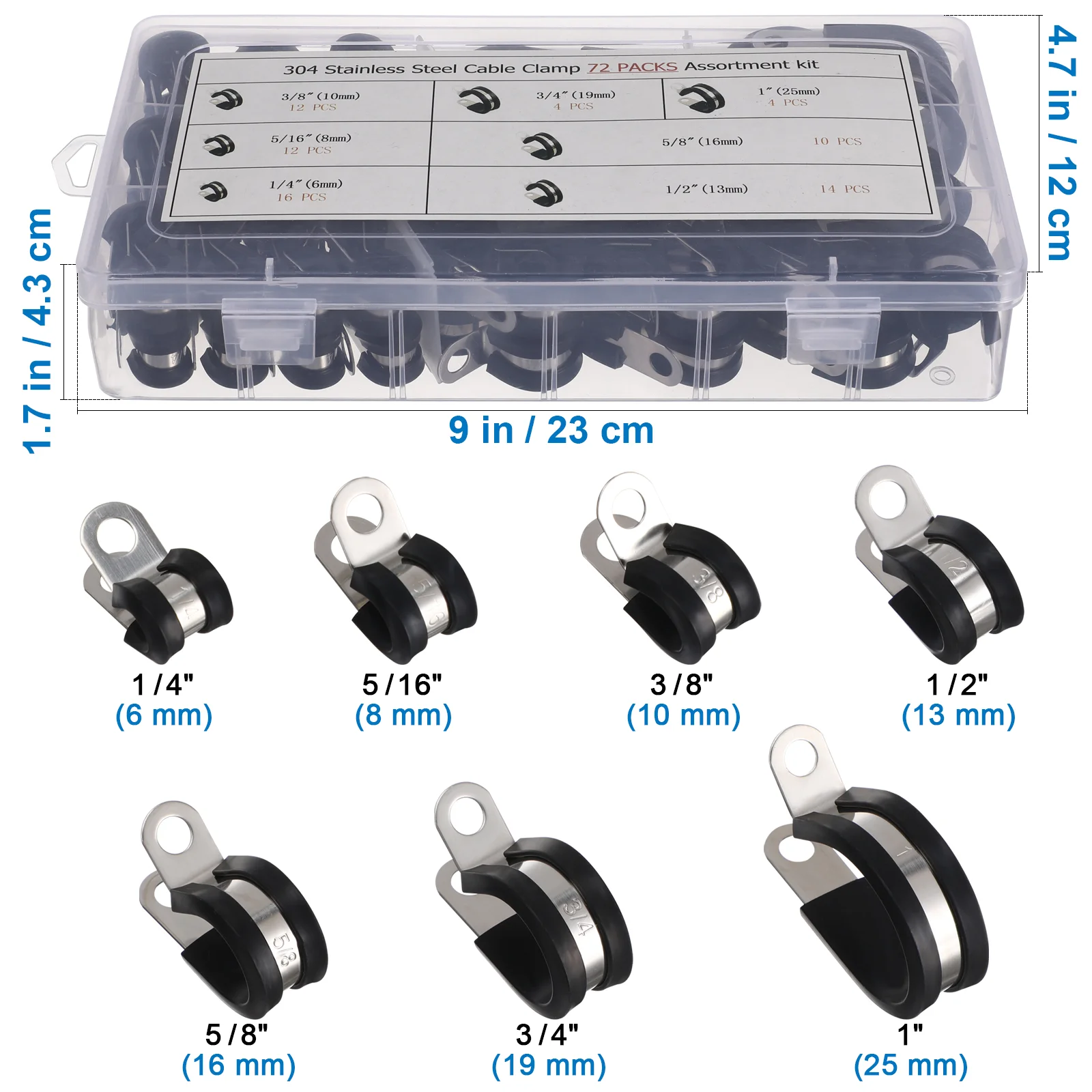 72 Pcs Wire Clamp Tube Clamps Crimping Tool Repair Holders for Cords Cable Tools Valve Cables