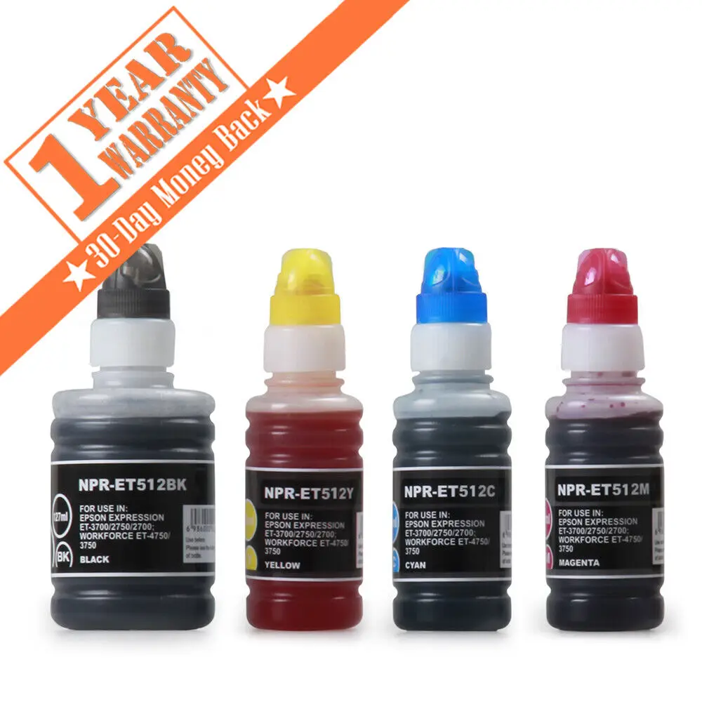 T512 Refill Ink Bottle Compatible for Epson Workforce ET-4750 ET-3750 ET-2700