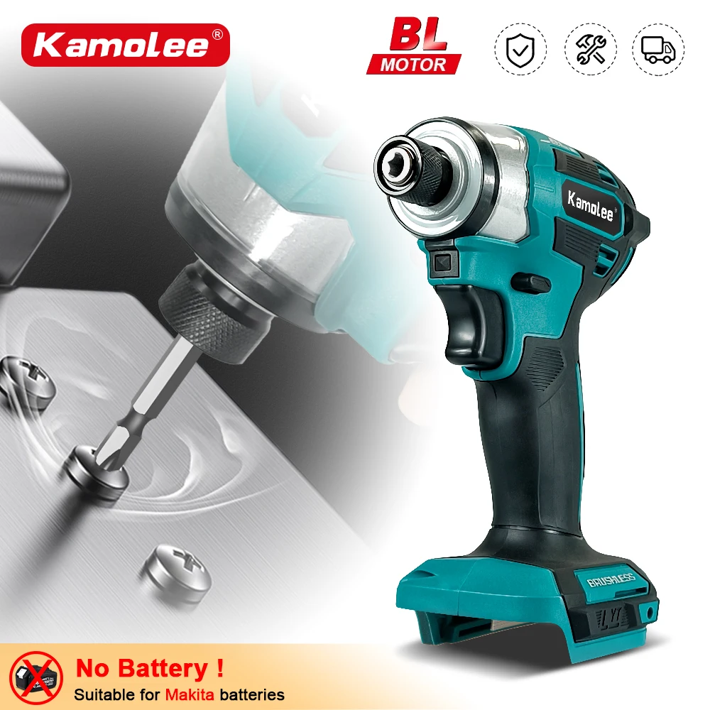 

Kamolee 600Nm Cordless Electric Impact Brushless Wrench 5 Speed Screwdriver Power Tool 1/4" with 3 LED Light for Makita Battery