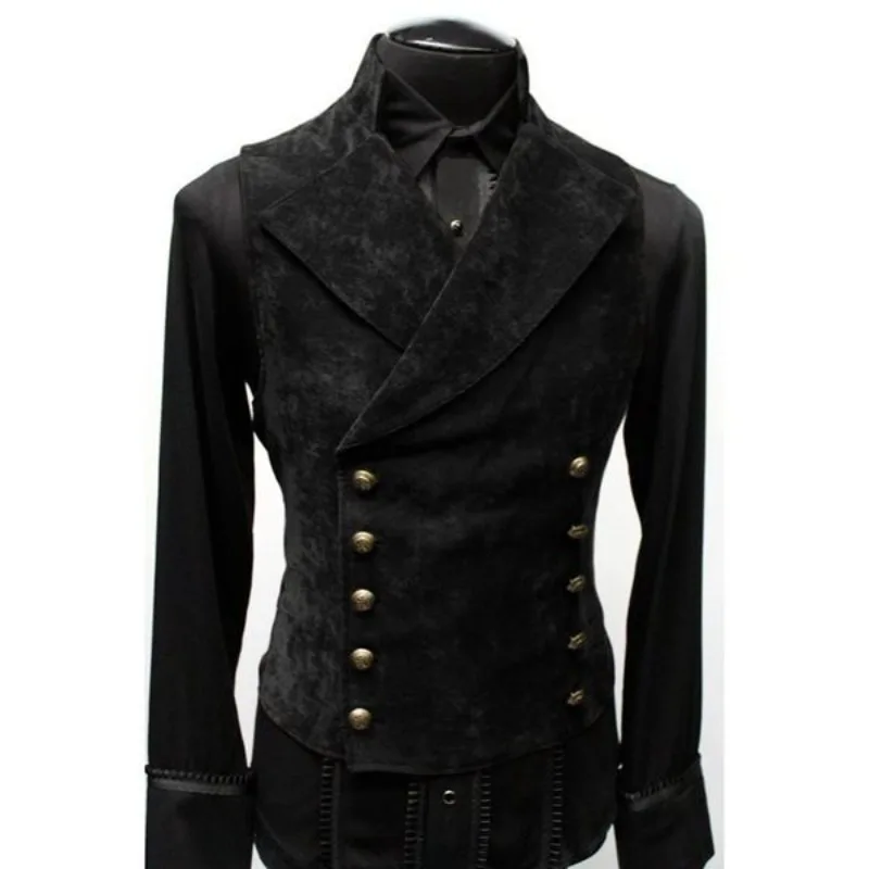 Korean Trendy Men's Suede Double Button Vest Blazer Autumn Winter 2025 Cross Border​