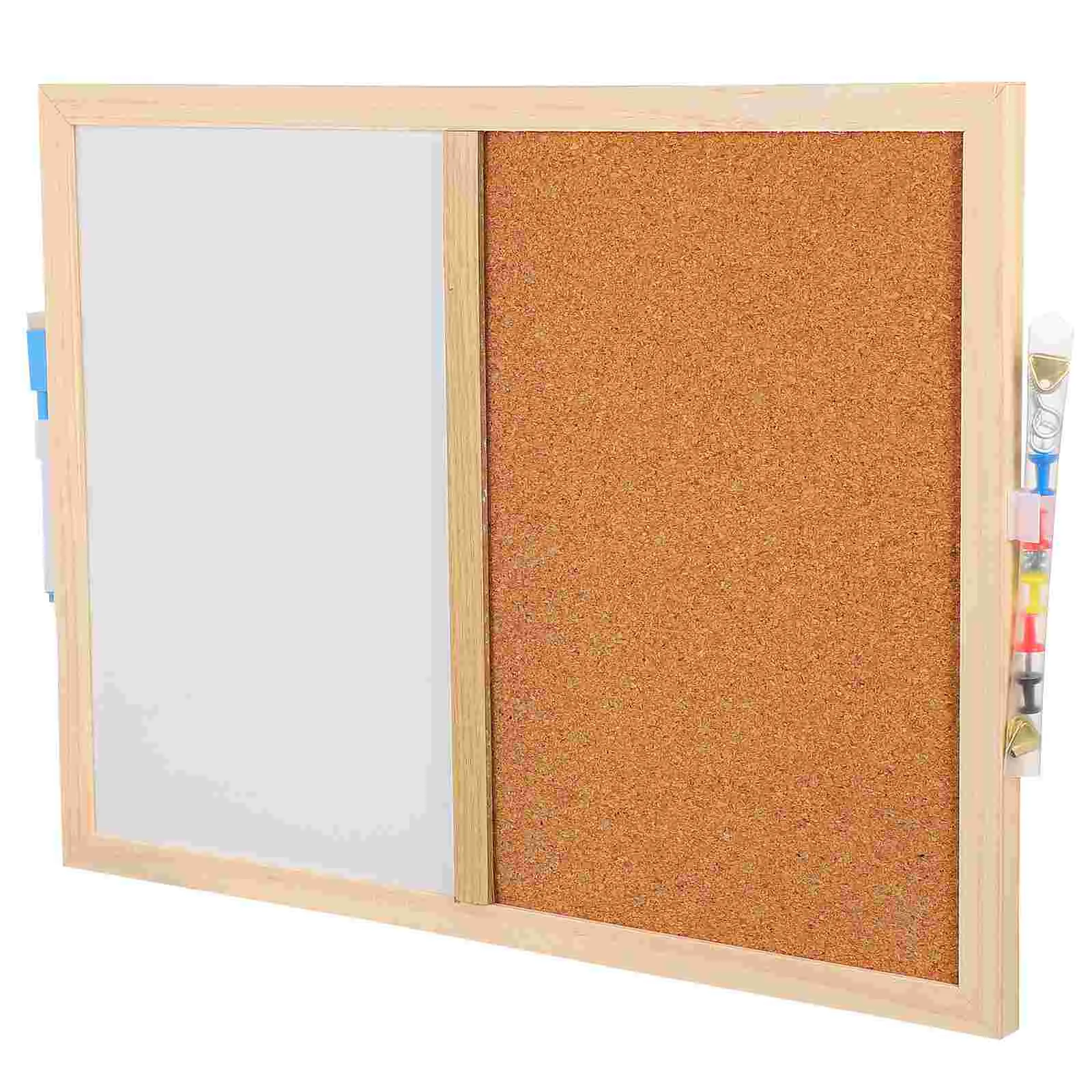 Message Board White Pin Bulletin Display Cork Magnetic Framed Wall-mounted Photo