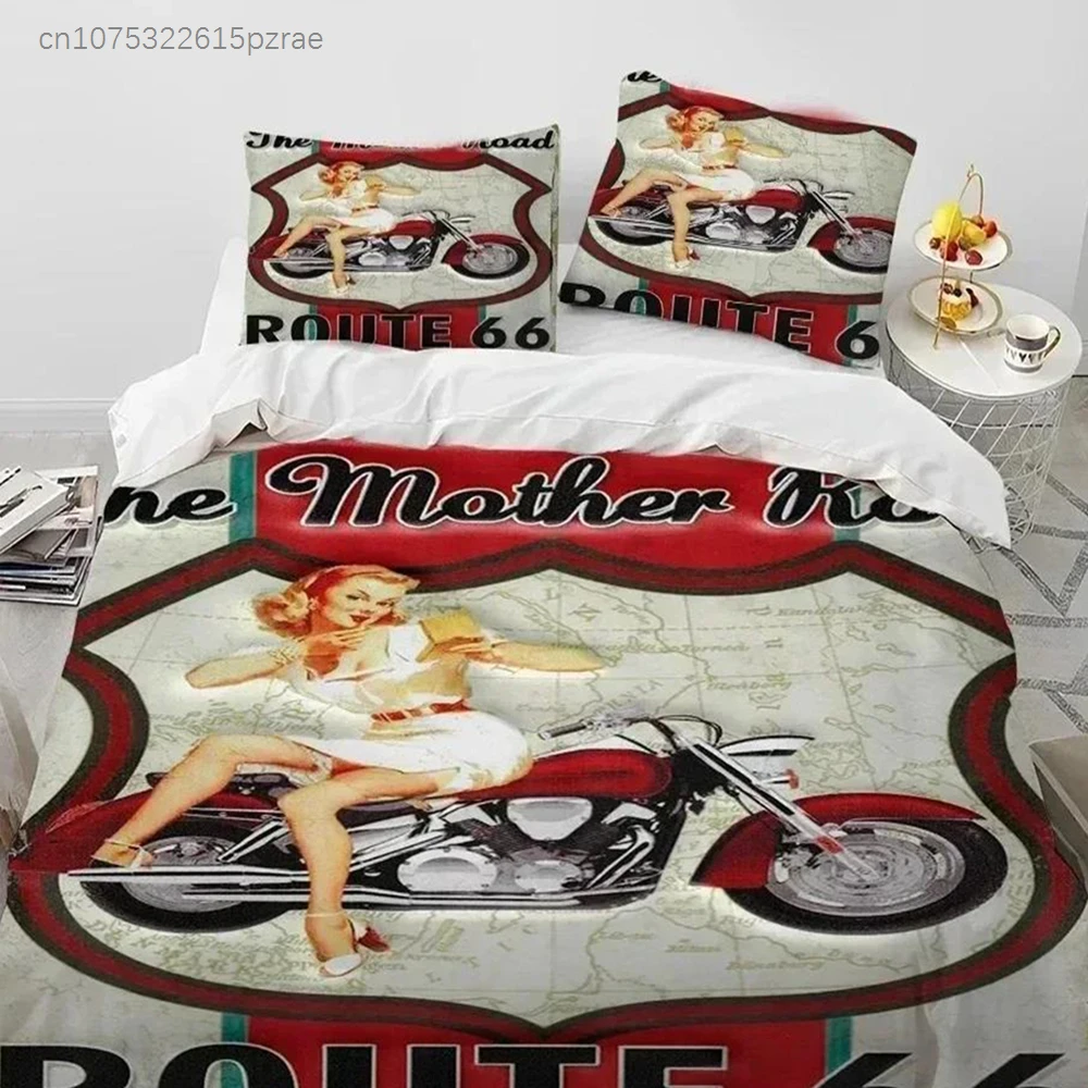 Historic Route 66,Mother Road,mãe Estrada Bedding Set Printed With Pillowcase Duvet Cover Soft Queen King Size Bedclothes Home