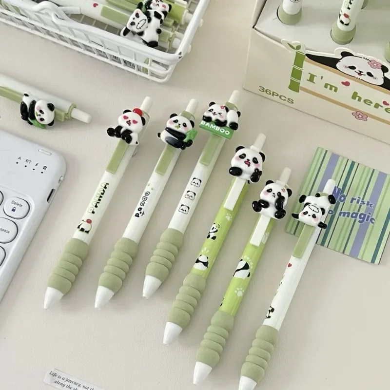 1pc Cute Panda Gel Pens with 0.5mm Point and Push Button - Quick Dry Black Ink for Students office accessories  펜