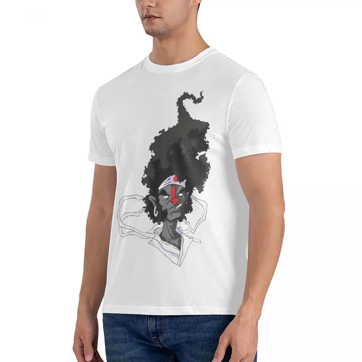 Men Anime T Shirts AFRO SAMURAI 100% Cotton Clothes Crazy Short Sleeve Crew Neck Tees Gift Idea T-Shirt