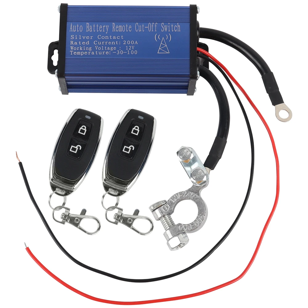 

1/2pcs Car Battery Disconnect Isolator Cut-Off Switch Relay W/ Dual Wireless Remote Control Switch Control Signal Sensor