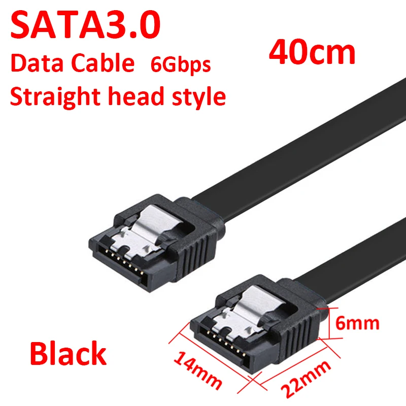 

10-50pcs 40CM SATA Data Cable 90 Degree Right Angle SATA 3.0 6Gbps Cable Black with Locking SATA Cable For HDD SSD CD DVD Drives