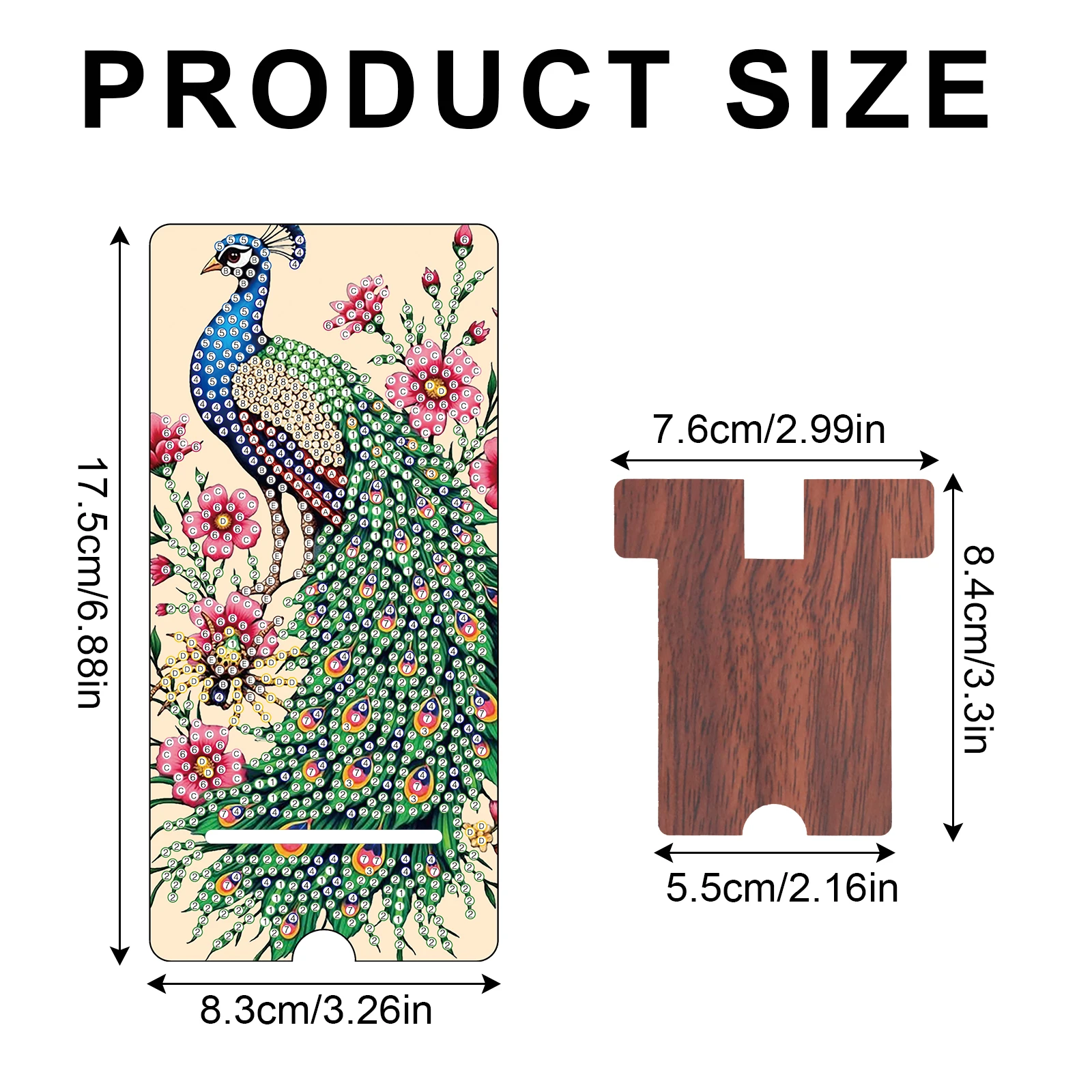 Diamond Painting Phone Stand Kits, Green Peafowl Diamond Art Phone Holder and Mirror Base for Creative Handmade Decoration Gift